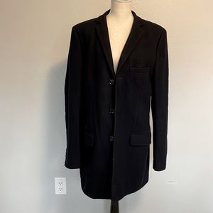 Topman navy long wool coat